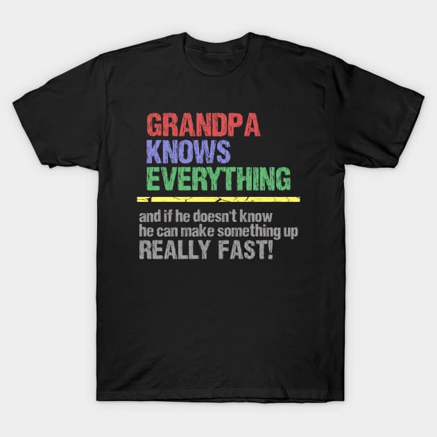 Grandpa Know Everything or makes it up funny T-Shirt by LittleBoxOfLyrics